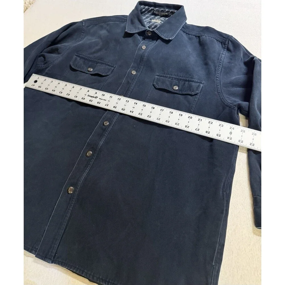 Y2K Levis Mens Cotton Canvas Shirt Jacket Shacket Size XL Navy Lined Work Winter - Picture 4 of 8